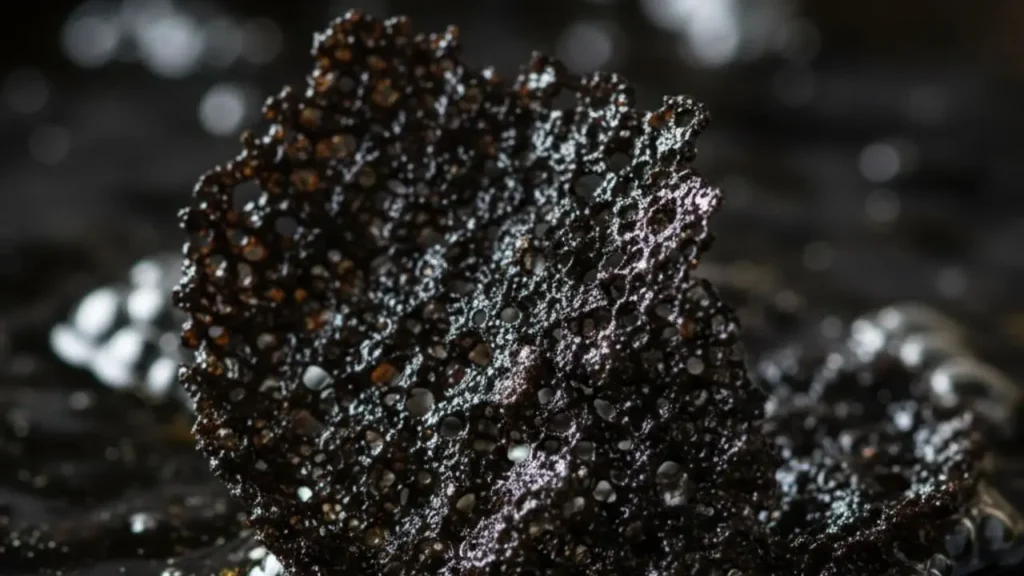 black rice crisp puffed in the hot oil black rice crisp "puffed" in the hot oil